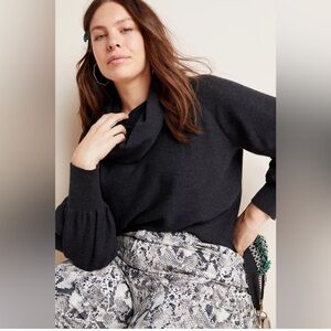 Anthropologie Jolene Cowl Neck Sweater Charcoal‎ Grey XS
